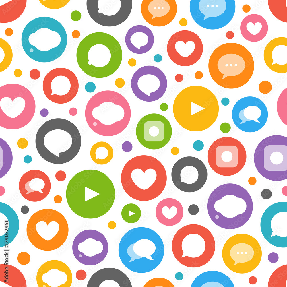 Fototapete Different color simple communication seamless pattern