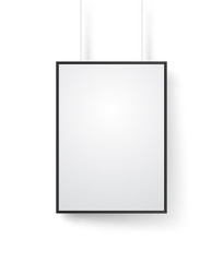 Blank white frame on the wall vector mockup. Illustration isolated on white. Ready for a content