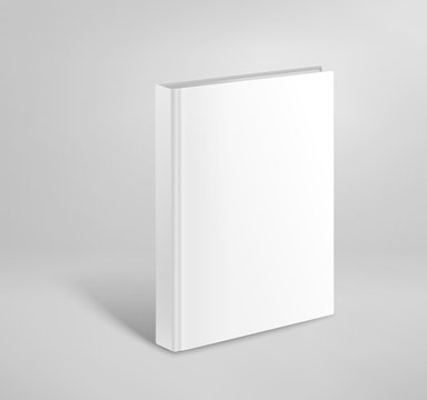 3d blank hardcover book vector mockup. Paper book template