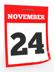 Fototapeta premium November 24. Calendar on white background.