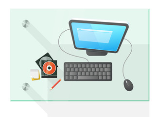 Modern computer on the table vector illustration