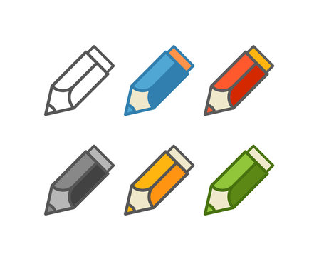 Different color crayons vector set isolated on white