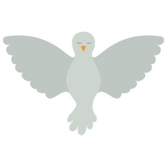 pigeon peace front view on colorful silhouette