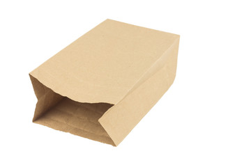 Brown Paper Bag isolated on a white background. clipping path..