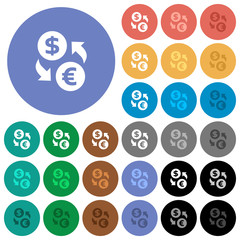 Dollar Euro money exchange round flat multi colored icons
