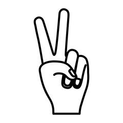 Obraz premium peace hand gesture on black silhouette