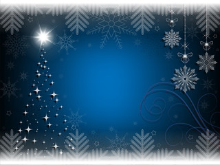 Fototapeta na wymiar christmas blue background with christmas tree