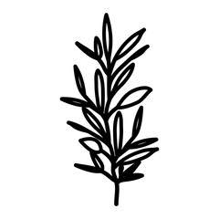 ramification with several leaves on black silhouette