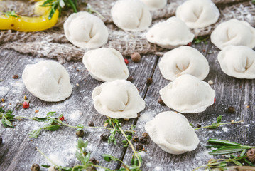 Fresh Homemade vegetarian or beef, chicken Ravioli Waiting to be Cooked