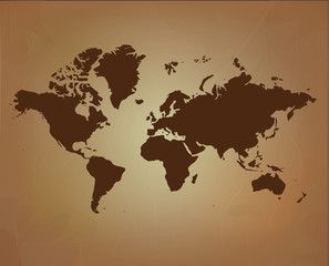 Fototapeta na wymiar World map on old paper texture