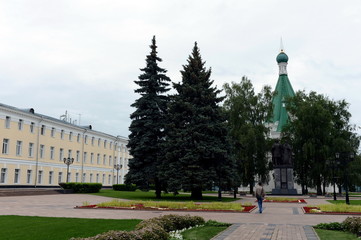 Fototapeta premium Monument to Prince George Vsevolodovich and Saint Simon of Suzdal, the founders of Nizhny Novgorod on the territory of the Nizhny Novgorod Kremlin