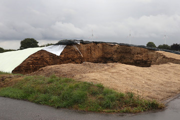 Silo mit Silage einer Biogasanlage