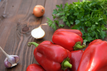 bulgarian pepper on a wooden table