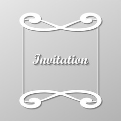 White vector decorative frame with place for text. Template for birthday and greeting card, wedding invitation