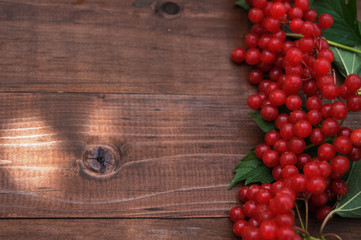 red viburnum on a wooden table