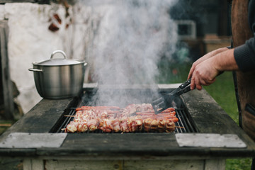Man roasting a barbecue
