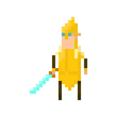 Pixel elf warrior with sword. Сharacter for games and applications