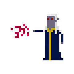 Pixel dark elf mage. Сharacter for games and applications