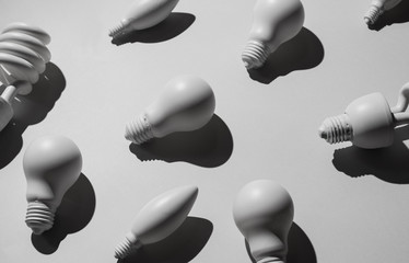 Various bulb lights  on white background