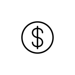 dollar coin sign line black icon