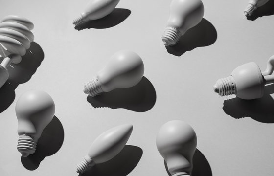 Various bulb lights  on white background