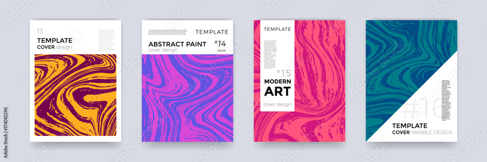 Poster Abstract color splash or marble design texture brochure template backgrounds. Marbling texture creative watercolor art pattern gradient backdrop for banner, poster or magazine cover vector background