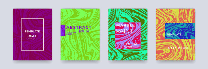 Abstract color splash or marble design texture brochure template background for banner, poster or magazine cover background. Marbling texture creative watercolor vector pattern gradient backdrop set
