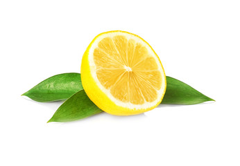 Fresh lemon on white background
