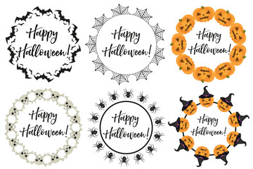 Halloween round frame for text. Isolated on white background. Template for your card design. Vector illustration