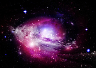 Stars, dust and gas nebula in a far galaxy