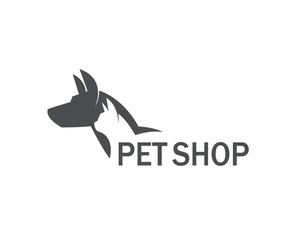 monochrome pet hsop label with cat and dog