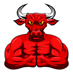 Angry strong bull mascot. vector illustration