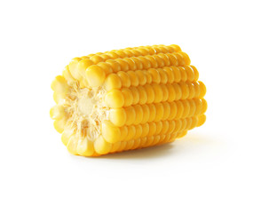 Piece of fresh corn cob, isolated on white