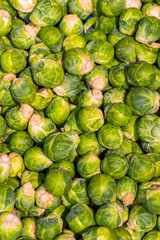 A close up of loose Brussels sprouts ready for the Christmas dinner. Not everyone's favorite vegetable!
