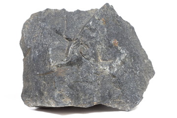Single natural stone on white background