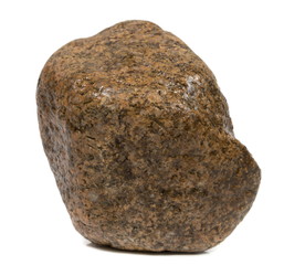 Single natural stone on white background