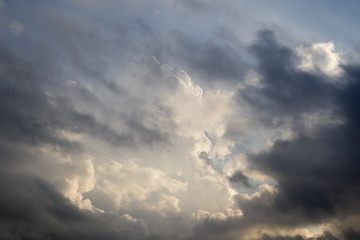 Storm clouds at sunset, dramatic sky