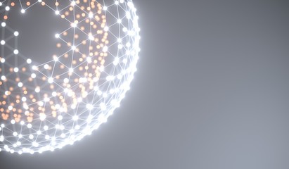 3D Rendering Of A Globe Sphere Network Connection With Space For Text