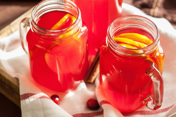 hot cranberry tea with orange cinnamon warming drink