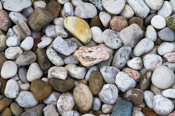 Smooth stones lining a rock garden