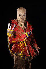Character anime, Halloween, scarecrow syringes on hand