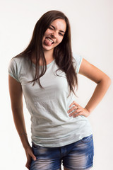 Portrait of a girl in a white T-shirt