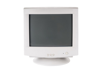 Vintage computer monitor on white background