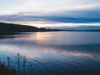 Sunrise at an Swedish lake in january