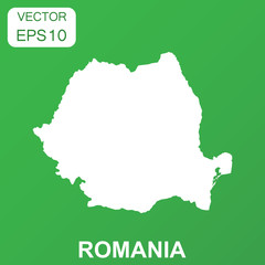 Romania map icon. Business concept Romania pictogram. Vector illustration on green background.