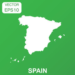 Spain map icon. Business concept Spain pictogram. Vector illustration on green background.