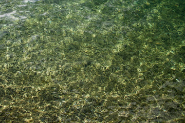 Fototapeta na wymiar Up view crystal transparent fresh river sea water