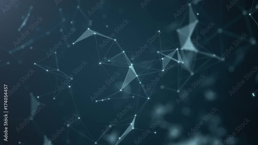 Wall mural beautiful abstract geometric background lines and dots, plexus.slow motion.