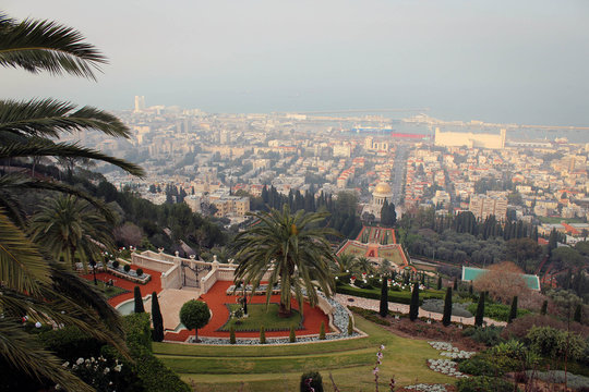 Bahaí gardens in Haifa view, Israel