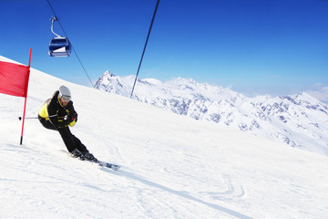 Fototapeta na wymiar Giant Slalom ski racer